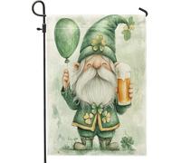 Bandiere verticali da giardino con gnomo per il giorno di San Patrizio, 30 x 45 cm, double-face, per esterni, con leprechaun ad acquerello, piccole bandiere per prato, divertente decorazione per la
