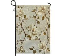 Bandiere verticali da giardino con magnolie primaverili, 30,5 x 45,7 cm, double face, per esterni, arte vintage di lusso floreale, piccole bandiere per prato, decorazione estetica per la casa ed
