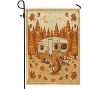Bandiere verticali da giardino con scoiattolo autunnale da campeggio, 30,5 x 45,7 cm, double face, per esterni, per l'autunno, per l'autunno, vintage, per il bosco, piccole bandiere per prato