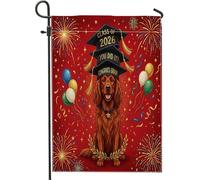 Bandiere verticali da giardino con scritta "Irish Setter Dog Congrats Grad Front Yard Backyard Vertical Garden Flags 30,5 x 45,7 cm double face per esterni, piccole bandiere per prato di laurea per