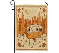 Bandiere verticali da giardino da campeggio, autunno, alce, cervo, cortile, 30,5 x 45,7 cm, double face, per esterni, per l'autunno, estetica, vintage, bosco, piccole bandiere per prato, decorazione