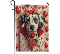Bandiere verticali da giardino dalmata per San Valentino, 30 x 45 cm, double face, per esterni, lettere d'amore, cuccioli, piccole bandiere per prato, decorazione per la casa e gli amanti