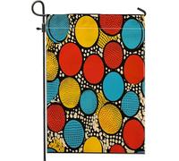 Bandiere verticali da giardino in iuta a pois di metà secolo, 30,5 x 45,7 cm, double face, per esterni, bandiera astratta retrò con stampa a cerchio, bandiera geometrica per casa all'aperto