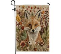Bandiere verticali da giardino in iuta autunnale a maglia Fox Front Yard Backyard 30,5 x 45,7 cm double face per esterno, fiori autunnali Vntage Home Print Flag, Animal Home Outdoor Pattern Flag