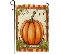 Bandiere verticali da giardino in iuta autunnale con zucca, 30,5 x 45,7 cm, double face, per esterni, bandiera vintage con stampa autunnale e raccolta per la casa, bandiera retrò con motivo per casa