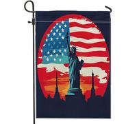 Bandiere verticali da giardino in iuta con statua della dea americana, 30,5 x 45,7 cm, double face, per esterni, per il giorno dell'indipendenza degli Stati Uniti, bandiera per il 4 luglio