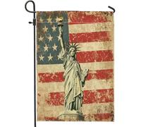 Bandiere verticali da giardino in iuta con statua della dea da cortile e cortile, 30,5 x 45,7 cm, double face, per esterni, bandiera con stampa per la casa dell'indipendenza americana, 4 luglio