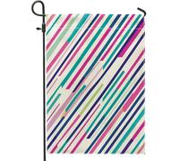 Bandiere verticali da giardino in tela da giardino in stile pastello linea moderna anteriore cortile 30,5 x 45,7 cm double face per esterni, bandiera colorata astratta a righe per la casa, divertente