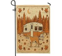 Bandiere verticali da giardino per campeggio, autunno, cougar, cortile, cortile, 30,5 x 45,7 cm, double face, per esterni, per l'autunno, estetica, vintage, bosco, piccole bandiere per prato