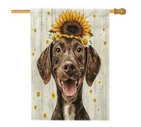 Bandiere verticali in legno rustico a pelo corto tedesco per cortile anteriore cortile lino casa bandiere 28 x 40 su entrambi i lati per esterni, bandiera con stampa di girasole margherita, bandiere