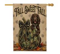 Bandiere verticali per la casa a tema soldato Boykin Spaniel Cane Boykin Spaniel 28 x 40 su entrambi i lati per esterni, bandiera autunnale con foglia d'acero e zucca stampata per la casa, decorazione