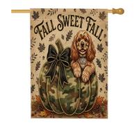 Bandiere verticali per la casa a tema soldato con cocker spaniel cocker spaniel, 28 x 40 cm, doppia faccia per esterni, bandiera autunnale con foglia d'acero e zucca stampata per la casa, decorazione