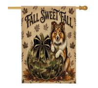 Bandiere verticali per la casa a tema soldato Rough Collie Cane Front Yard Backyard Vertical House Flags 28x40 Double Face per esterno, autunno zucca foglia d'acero bandiera stampata per la casa