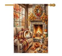 Bandiere verticali per la casa autunnale del cortile del cortile della cavia 28 x 40 cm su entrambi i lati per esterni, autunno raccolto camino falò bandiera stampata casa, decorazione esterna per