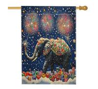 Bandiere verticali per la casa con elefanti di Natale, 28 x 40 cm, double-face, per esterni, fuochi d'artificio invernali, bandiera natalizia con stampa di animali domestici, per le vacanze, la fauna