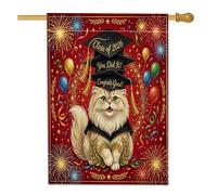 Bandiere verticali per la casa con gatto persiano, 28 x 40 cm, double-face, per esterni, laurea con gattino, bandiera stampata per casa, celebrazioni, decorazione per esterni