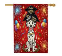 Bandiere verticali per la casa con il cane dalmata Congrats Grad Front Yard Backyard bandiere per casa 28 x 40 cm su entrambi i lati per esterni, bandiera stampata per la laurea di cuccioli