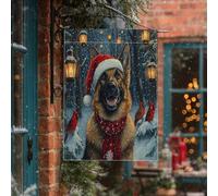 Bandiere verticali per la casa, con pastore tedesco, per cortile, cortile, cortile, casa, 28 x 40 cm, double face, per esterni, motivo natalizio con cucciolo di cardinale, bandiera per le vacanze e