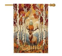 Bandiere verticali per la casa, con renna e cervo autunnale, 28 x 40 cm, double face, per esterni, bandiera stampata per la casa e la fauna selvatica, decorazione per la casa e per esterni
