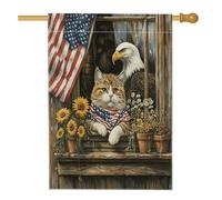 Bandiere verticali per la casa del 4 luglio Ragdoll Cat Front Yard Backyard Vertical House Flags 28x40 Double Face per esterno, 250 anni casa di fattoria stampata bandiera, anniversario patriottico