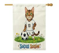 Bandiere verticali per la casa del Bengala di calcio del Bengala, in lino, 28 x 40 cm, double-face, per esterni, con stampa di calcio e sport carini, bandiere per animali domestici