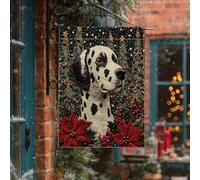Bandiere verticali per la casa del cane dalmata di Natale, 28 x 40 cm, double-face, per esterni, per lavori a maglia, cuccioli di inverno, piccole bandiere per prato, bandiere per animali domestici