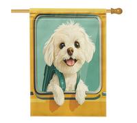 Bandiere verticali per la casa del cane maltese, 51 x 102 cm, double-face, per esterni, divertente bandiera stampata per il ritorno a scuola, decorazione per la casa dei cuccioli