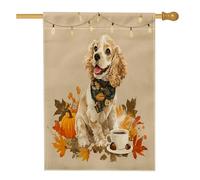 Bandiere verticali per la casa del cortile del cane Cocker Spaniel autunnale 28 x 40 cm su entrambi i lati per esterni, bandiera autunnale con zucca, caffè ghianda, stampa per la casa, bandiera per