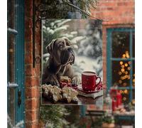 Bandiere verticali per la casa del cortile del cane Corso di Natale invernale 28 x 40 cm su entrambi i lati per esterni, bandiere di pan di zenzero per cuccioli di Natale piccole bandiere per prato