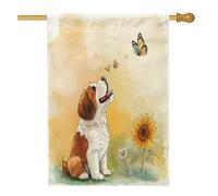 Bandiere verticali per la casa del cortile del cane di San Bernardo primaverile 28 x 40 cm su entrambi i lati per esterni, bandiera con stampa di girasole, pianta fiore di girasole, bandiere per