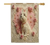 Bandiere verticali per la casa del cortile del cane Scottish Terrier 28 x 40 cm su entrambi i lati per esterni, bandiera con stampa a cuore per San Valentino, bandiere per animali domestici all'aperto
