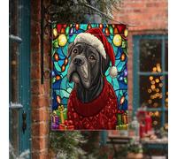 Bandiere verticali per la casa del cortile del cortile del cane Corso di Natale 28 x 40 cm su entrambi i lati per esterni, in vetro colorato, bandiere invernali per piccoli prati, divertenti bandiere
