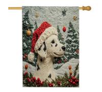 Bandiere verticali per la casa del cortile del cortile del cane dalmata di Natale 28 x 40 cm su entrambi i lati per esterni, bandiera natalizia con stampa di albero di Natale, bandiere per animali