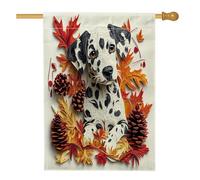 Bandiere verticali per la casa del cortile del cortile del cane della Dalmazia autunnale 28 x 40 cm su entrambi i lati per esterni, quilling di carta autunnale bandiera per la casa degli animali