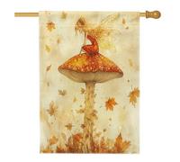 Bandiere verticali per la casa del cortile del cortile del cortile della casa dell'autunno dell'acquerello Fata Fungo Autunno 28x40 Doppio lato per l'esterno, bandiera autunnale della stampa della