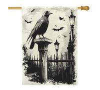 Bandiere verticali per la casa del cortile del cortile del cortile di Halloween horror corvo bandiere 28 x 40 su entrambi i lati per l'esterno, bandiera spaventosa stampa casa infestata, bandiera