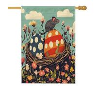 Bandiere verticali per la casa del cortile del cortile del topo di Pasqua primaverile 71 x 102 cm su entrambi i lati per esterni, uova divertenti, bandiera stampata con animali di campagna