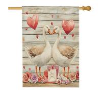 Bandiere verticali per la casa del cortile del cortile dell'oca di San Valentino 28 x 40 su entrambi i lati per esterno, fattoria rustica coppia animale bandiera stampata per casa, decorazione esterna