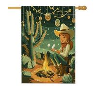Bandiere verticali per la casa di Natale con cowgirl occidentale, in lino, 71 x 102 cm, double-face, per esterni, falò del sud-ovest, bandiera con stampa per la casa, per le vacanze, capodanno, casa