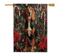 Bandiere verticali per la casa di Natale Coonhound Dog Front Yard Backyard Juta 28 x 40 cm Double Face per esterno, palle di Natale Pet Puppy Home stampato bandiera, Happy New Year Home Outdoor