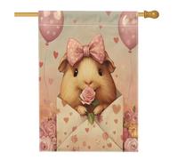 Bandiere verticali per la casa di San Valentino con porcellini d'India, 28 x 40 cm, double face, per esterni, lettera d'amore per amanti degli animali, bandiera stampata per la casa, decorazione per