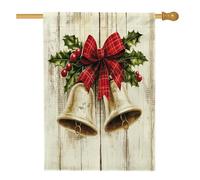 Bandiere verticali per la casa in iuta con campane di buon Natale, 28 x 40 cm, double-face, per esterni, bandiera stampata per la casa e il capodanno, decorazione per esterni
