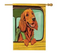 Bandiere verticali per la casa in iuta, con scritta in lingua inglese "Irish Setter Dog", per scuolabus, cortile, cortile, cortile, casa, 28 x 40 cm, double face, divertente per il ritorno a scuola