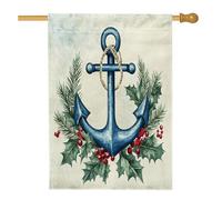 Bandiere verticali per la casa in iuta nautica per cortile anteriore e cortile, 28 x 40 cm, double face, per esterni, bandiera stampata con ancora oceano, decorazione per la casa di Natale, vacanze