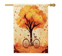 Bandiere verticali per la casa in iuta per cortile anteriore della bicicletta ad acquerello autunnale 28 x 40 cm su entrambi i lati per esterni, bandiera autunnale stampata con foglie d'acero