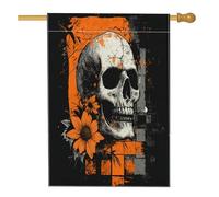 Bandiere verticali per la casa in iuta vintage con scheletro di Halloween, 28 x 40 cm, double-face, per esterni, spaventoso teschio gotico horror, bandiera stampata per la casa, decorazione per