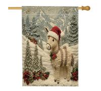 Bandiere verticali per la casa, in lino, con asino, per esterni, 28 x 40 cm, double-face, per esterni, con stampa di albero di Natale, bandiere con motivo animali per la casa e per esterni