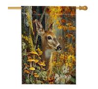 Bandiere verticali per la casa in lino con cervi e boschi autunnali, 28 x 40 cm, double-face, per esterni, con stampa di animali selvatici, paesaggio scenico per la casa