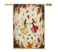 Bandiere verticali per la casa in lino con fatine autunnali vintage, 28 x 40 cm, double face, estetica, stravagante, con foglia d'acero, stampa per la casa, bandiera retrò per il Ringraziamento