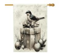 Bandiere verticali per la casa in lino con rondini di Natale e uccelli, 28 x 40 cm, double face, per esterni, scatola regalo di Natale di lusso, bandiera con stampa per la casa, bandiere invernali per